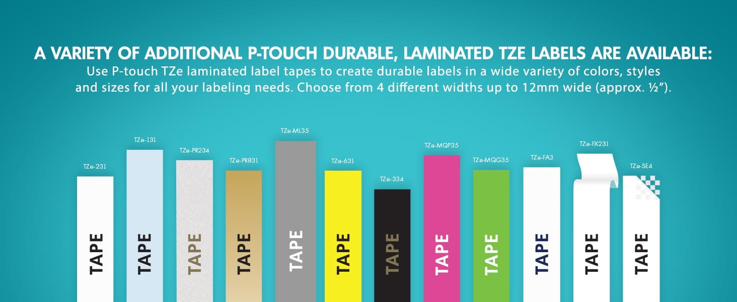 Graphic of compatible label tape options