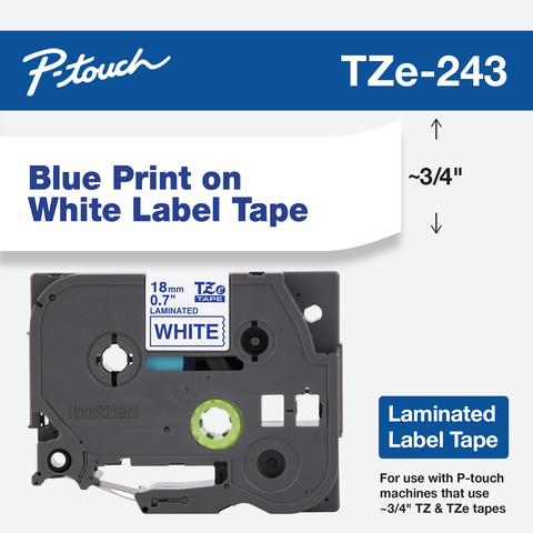 Photos - Other Consumables Brother ~3/4" Blue Print on White label tape TZE243 