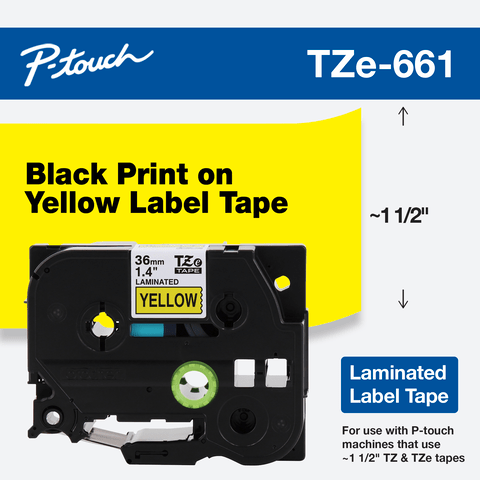 Photos - Other Consumables Brother ~1 1/2" Black Print on Yellow label tape TZE661 