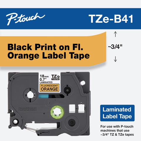 Photos - Other Consumables Brother ~3/4" Black Print on Fluorescent Orange label tape TZEB41 