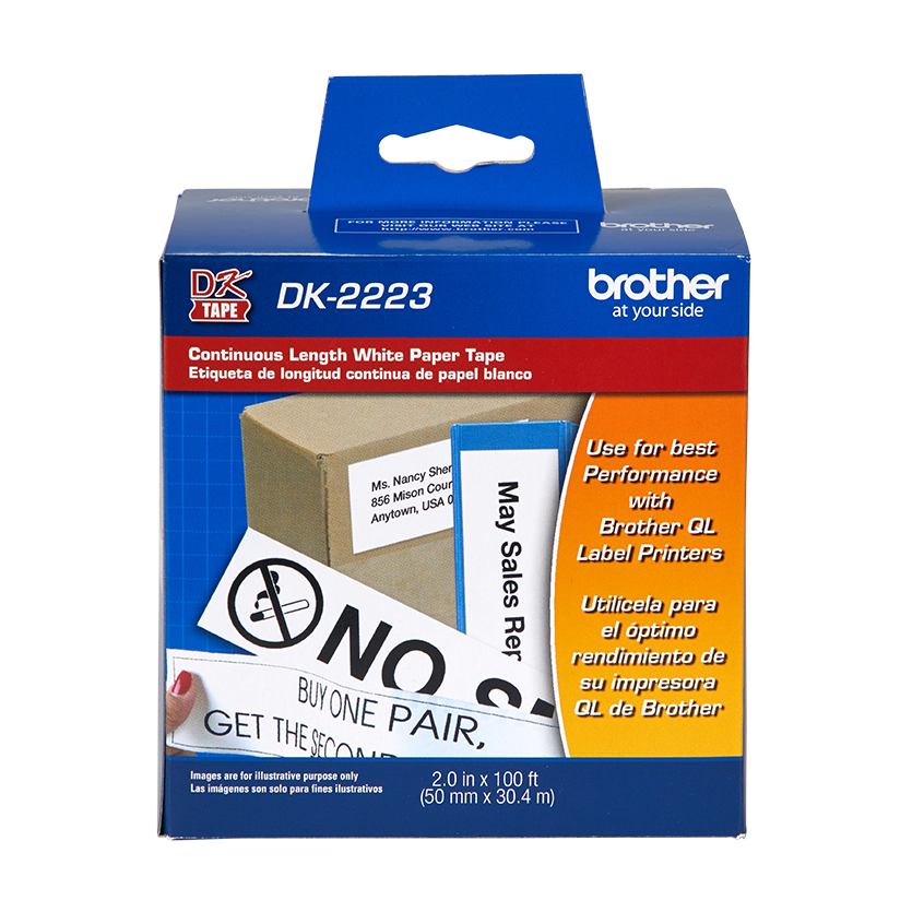 

Brother 2.0 in x 100 ft (50 mm x 30.4 m) Black on White Continuous Length Paper Tape Continuous length that can be cut to any size you need