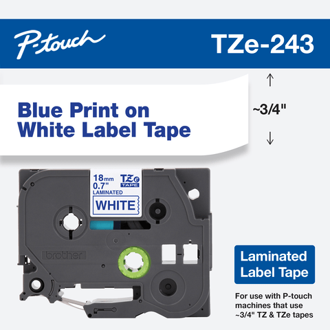 

Brother P-Touch 18mm (0.7") Blue on White tape 8m (26.2 ft)