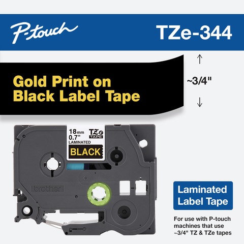 

Brother P-Touch 18mm (0.7") Gold on Black tape 8m (26.2 ft)