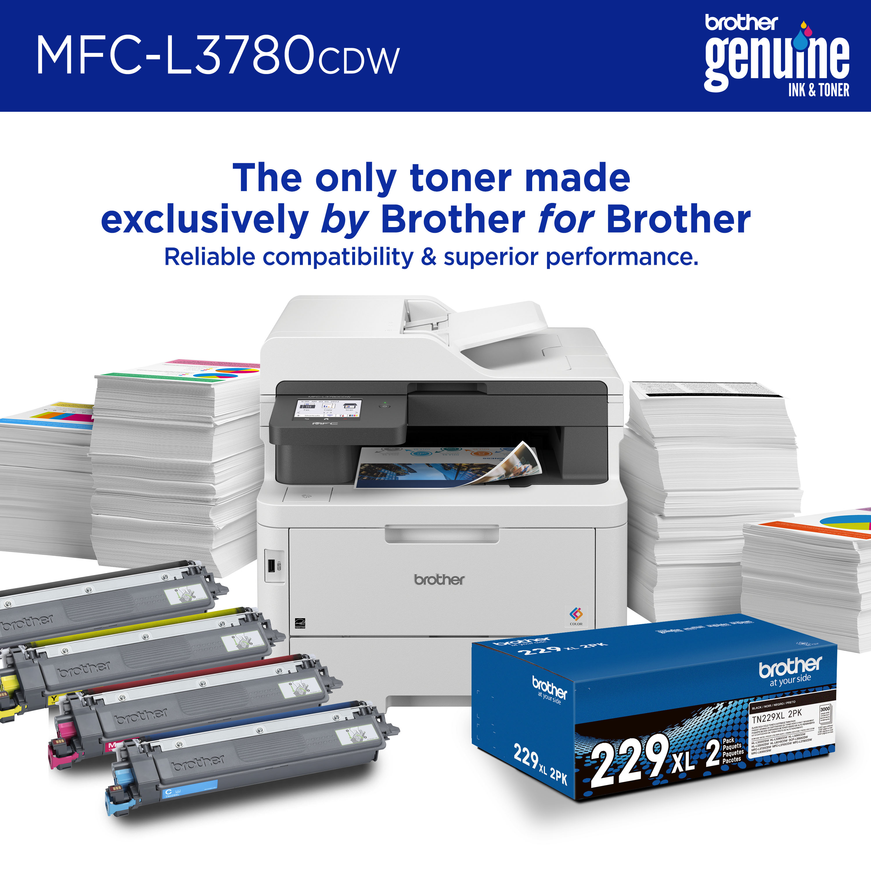 Digital Color All-in-One Printer with Laser Quality, Copy, Scan, and Fax,  Single Pass Duplex Copy and Scan, Duplex and Mobile Printing, Gigabit 