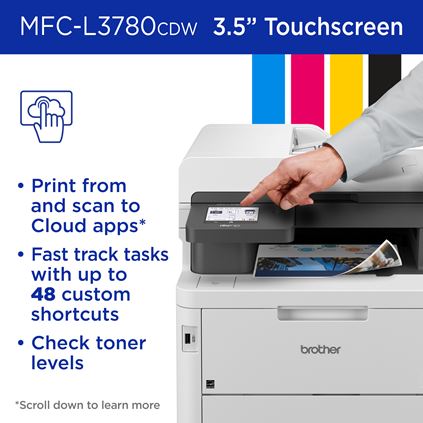 BROTHER MFC-L3750CDW Color Laser Printer (Color, Wifi, Fax, Duplex, ADF,  Print, Scan, Copy)