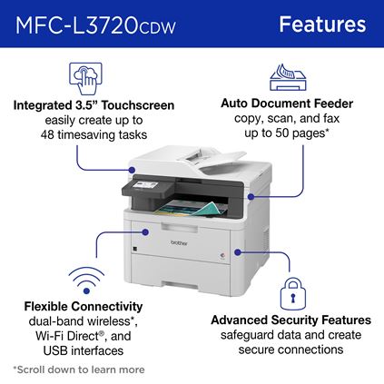 MFCL3730CDNG1 Brother MFC-L3730CDN multifunction printer LED A4 2400 x 600  DPI 18 ppm - Infracko