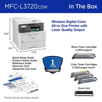 BROTHER Mfc-l3730cdn - Colour Multi Function Printer - LED - A4