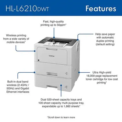 HL-L6210DWT, PrintersAIOs, PrintersAIOsFaxMachines