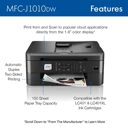 MFC-J1010DW, PrintersAIOs, PrintersAIOsFaxMachines