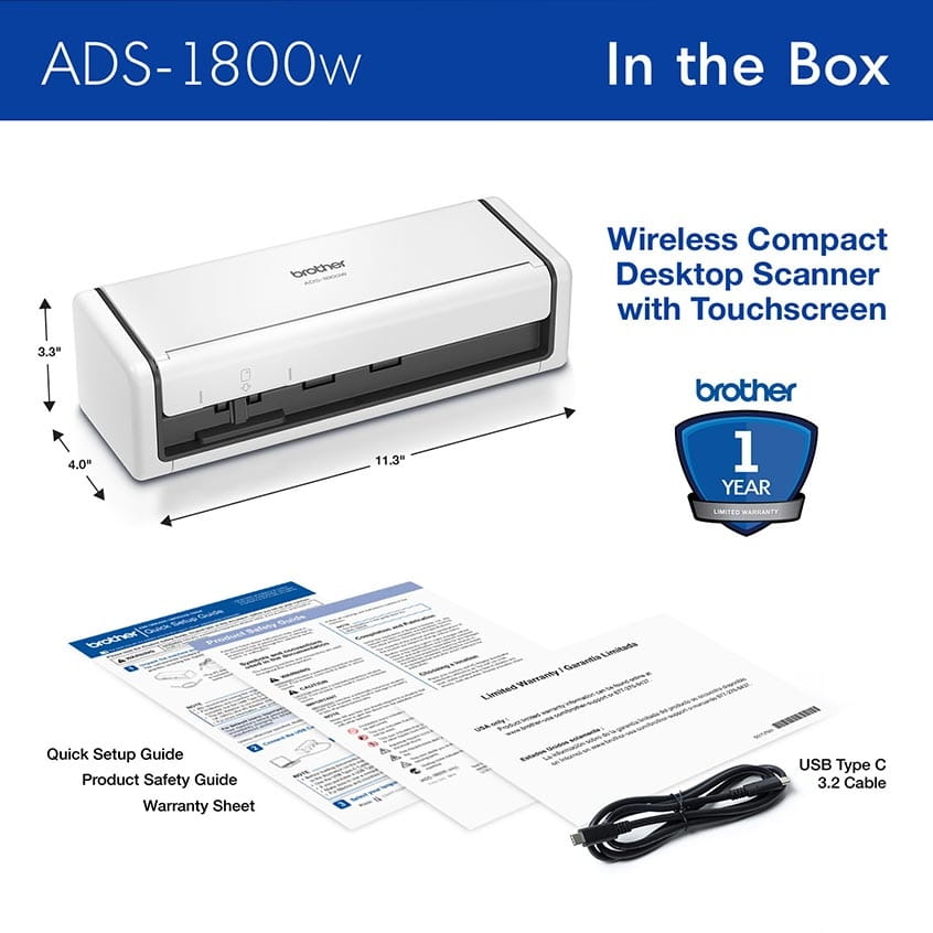 Brother deals Wireless Document Scanner, ADS-1700W, Fast Scan Speeds, Easy-to-Use, Ide