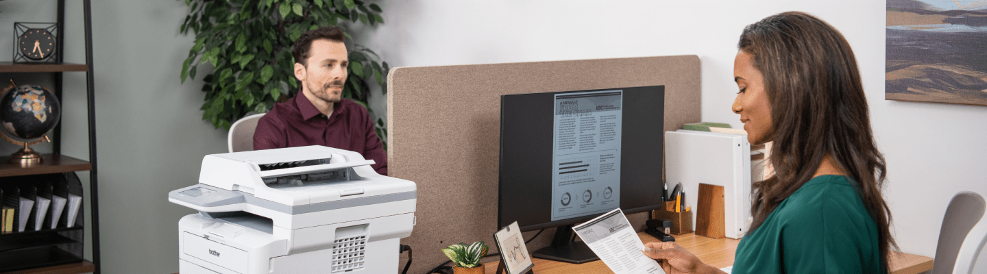 Woman with Brother Printer at Office