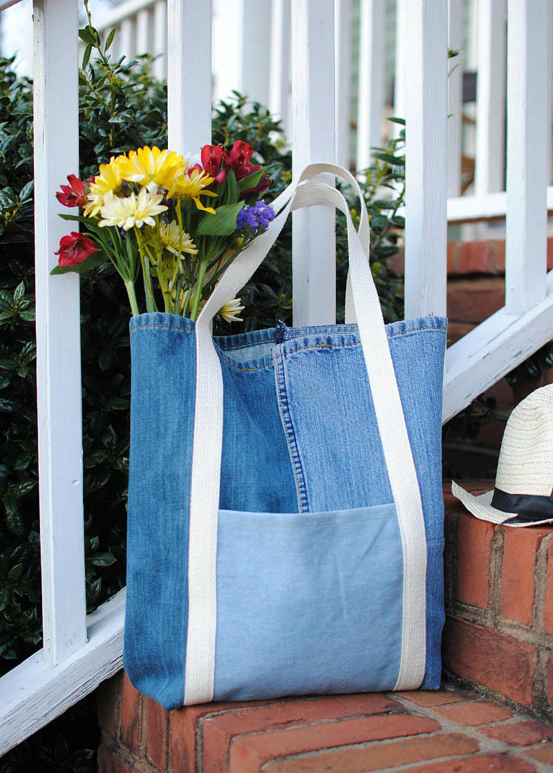 Upcycled Denim Jeans Handmade Round Shoulder Bag Rag Bag Tote Basket Bag |  eBay