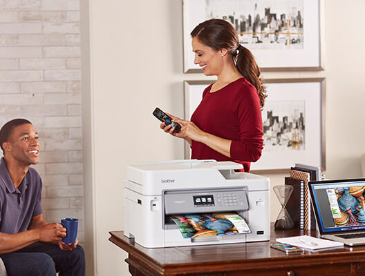 Woman Printing Photo Using AirPrint